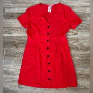 Sadie & Sage Orange-Red Button-Down Dress Size L